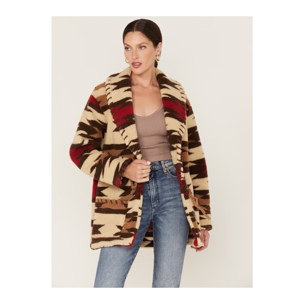 Women's Medium Tasha Polizzi Southwestern Palomino Stable Sherpa Jacket - NWT